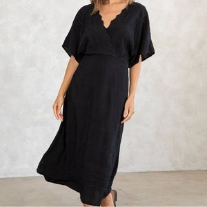 Lovestitch Black Eyelet Midi Dress